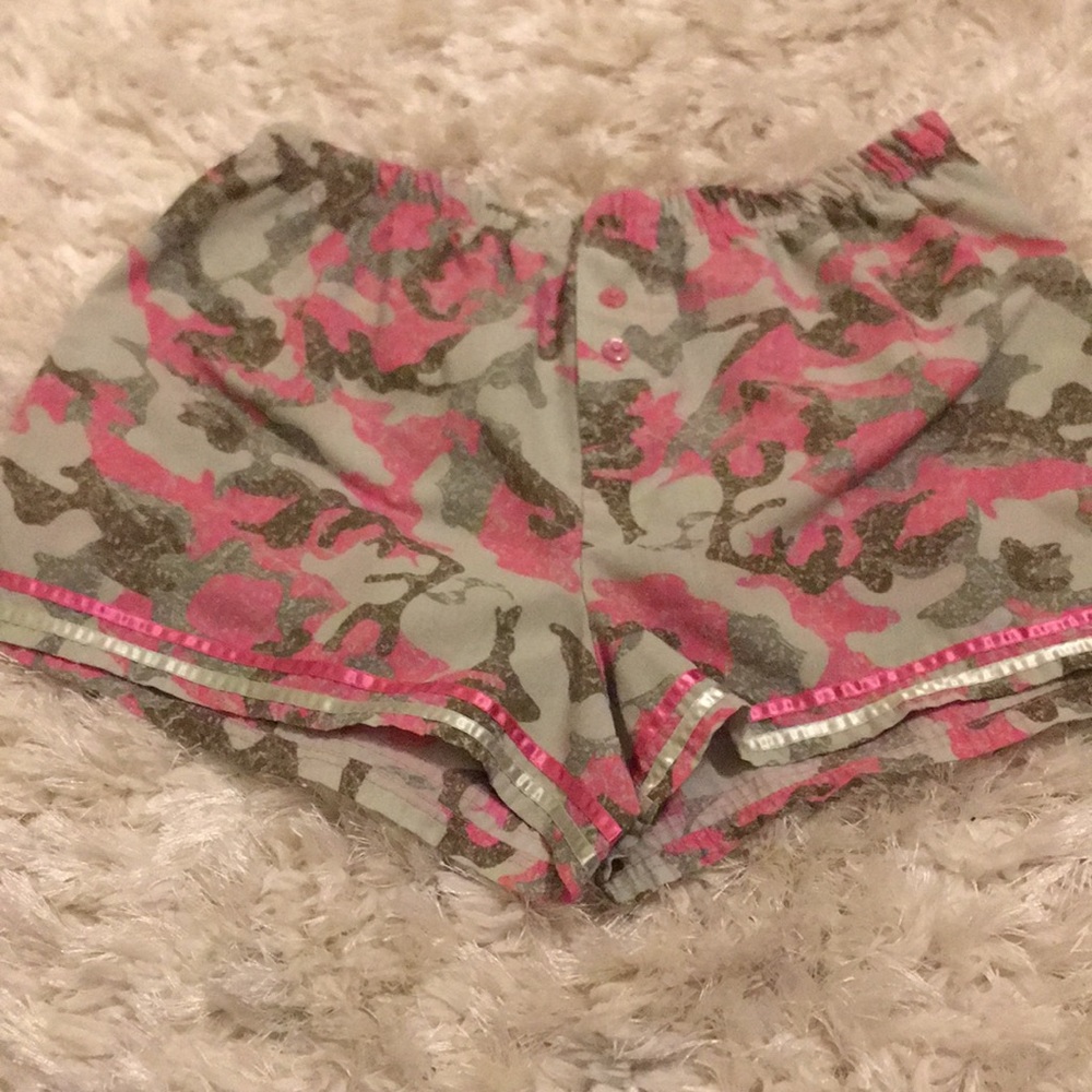 Pink and green camo shorts